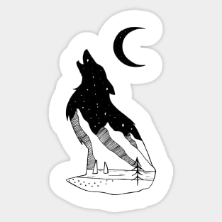 Night Wolf Moon Sticker